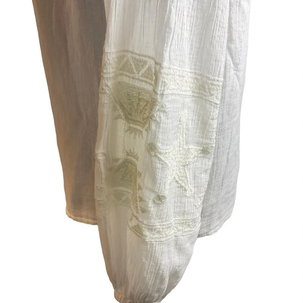 SCOTCH & SODA Embroidered Cotton Peasant Blouse size 1/2 comparable to a medium - Picture 4 of 11